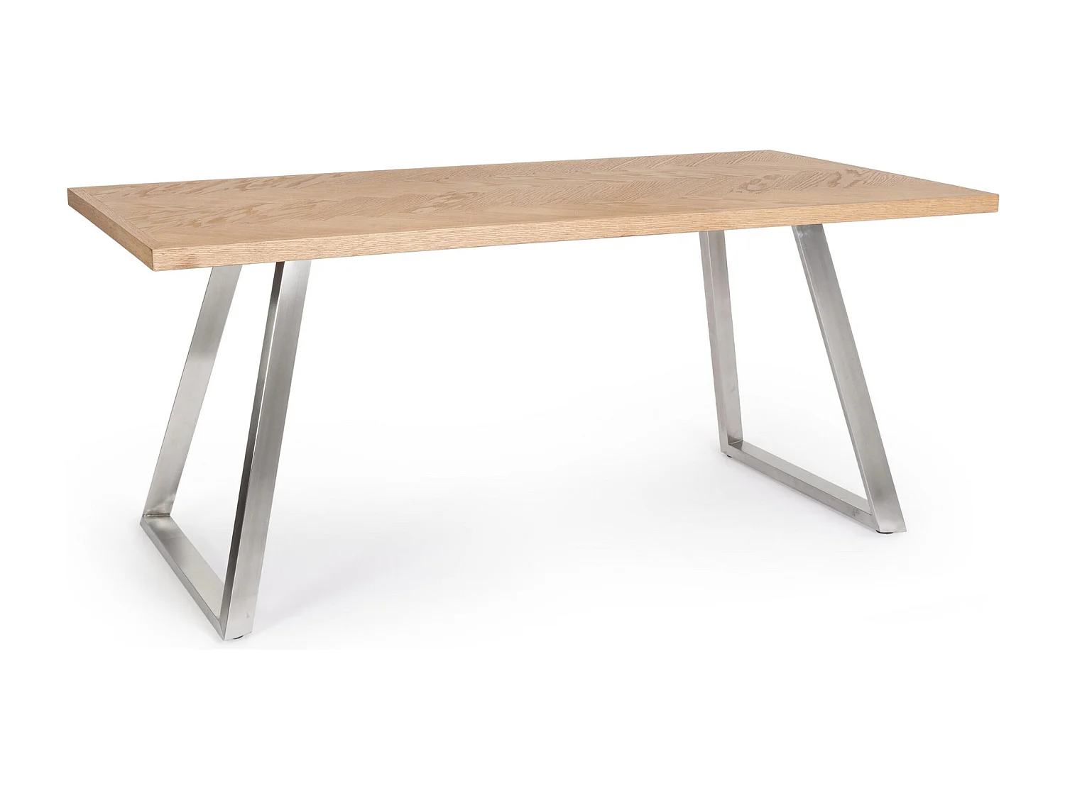 Table à manger DUKAT 180cm – MDF plaqué & pieds acier-Argent