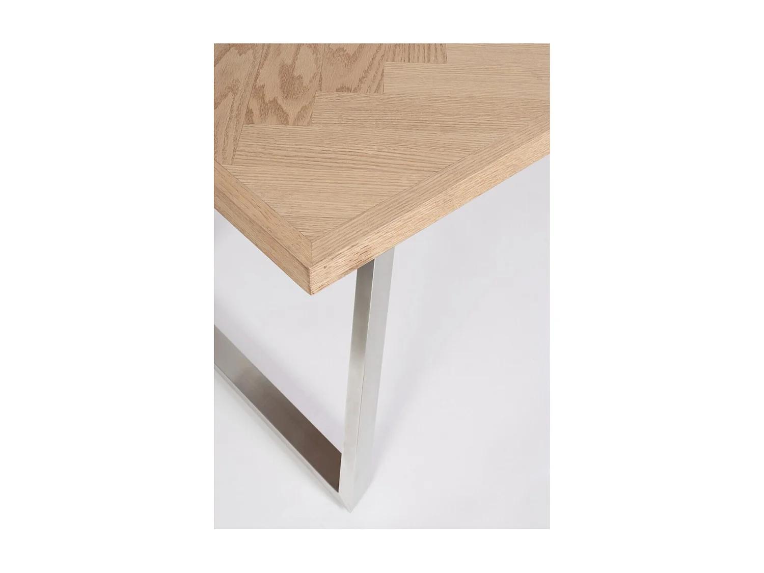 Table à manger DUKAT 180cm – MDF plaqué & pieds acier-Argent