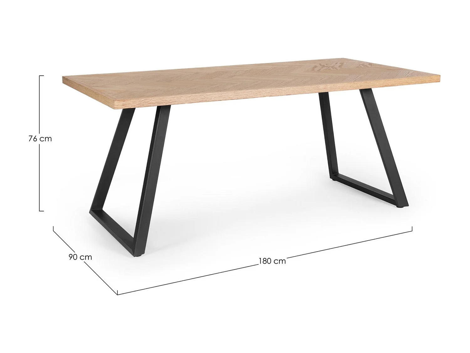 Table à manger DUKAT 180cm – MDF plaqué & pieds acier-Noir