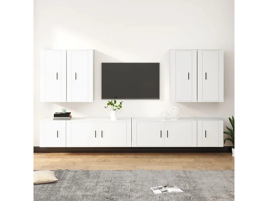 Ensemble de meubles TV 8 pcs Blanc Bois d'ingénierie