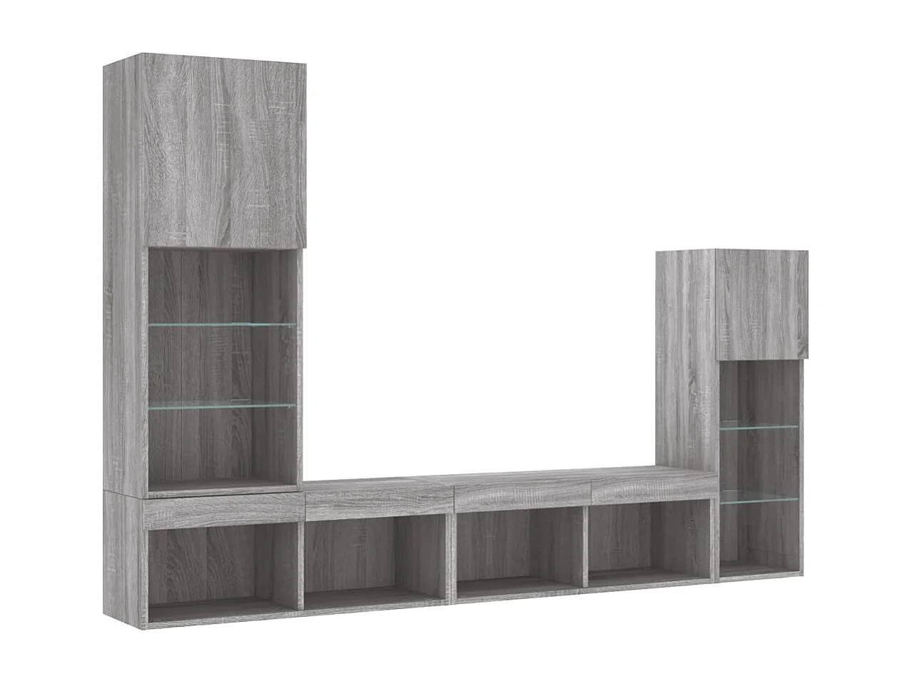 Unités murales TV avec LED 4 pcs gris sonoma bois d'ingénierie