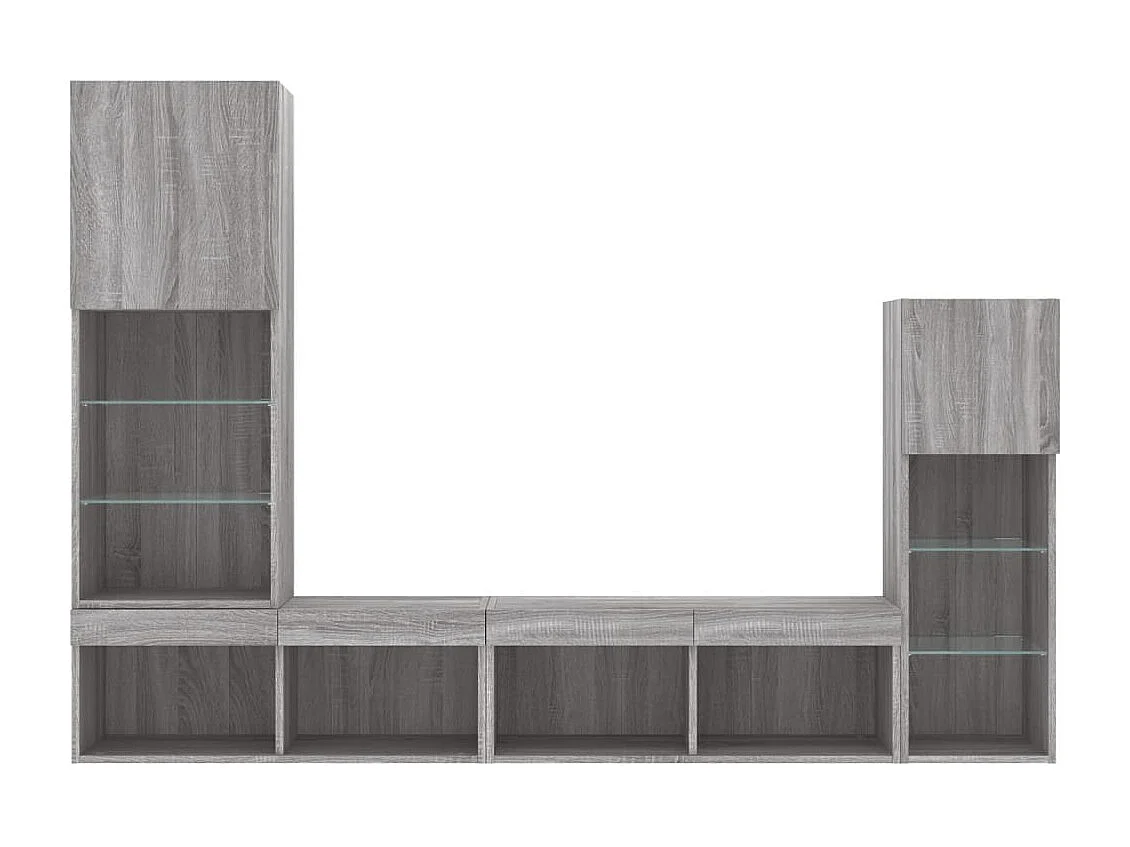 Unités murales TV avec LED 4 pcs gris sonoma bois d'ingénierie