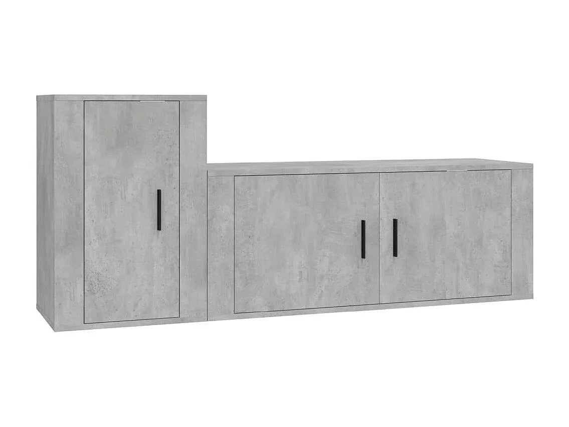 Ensemble de meubles TV 2 pcs gris béton bois d'ingénierie