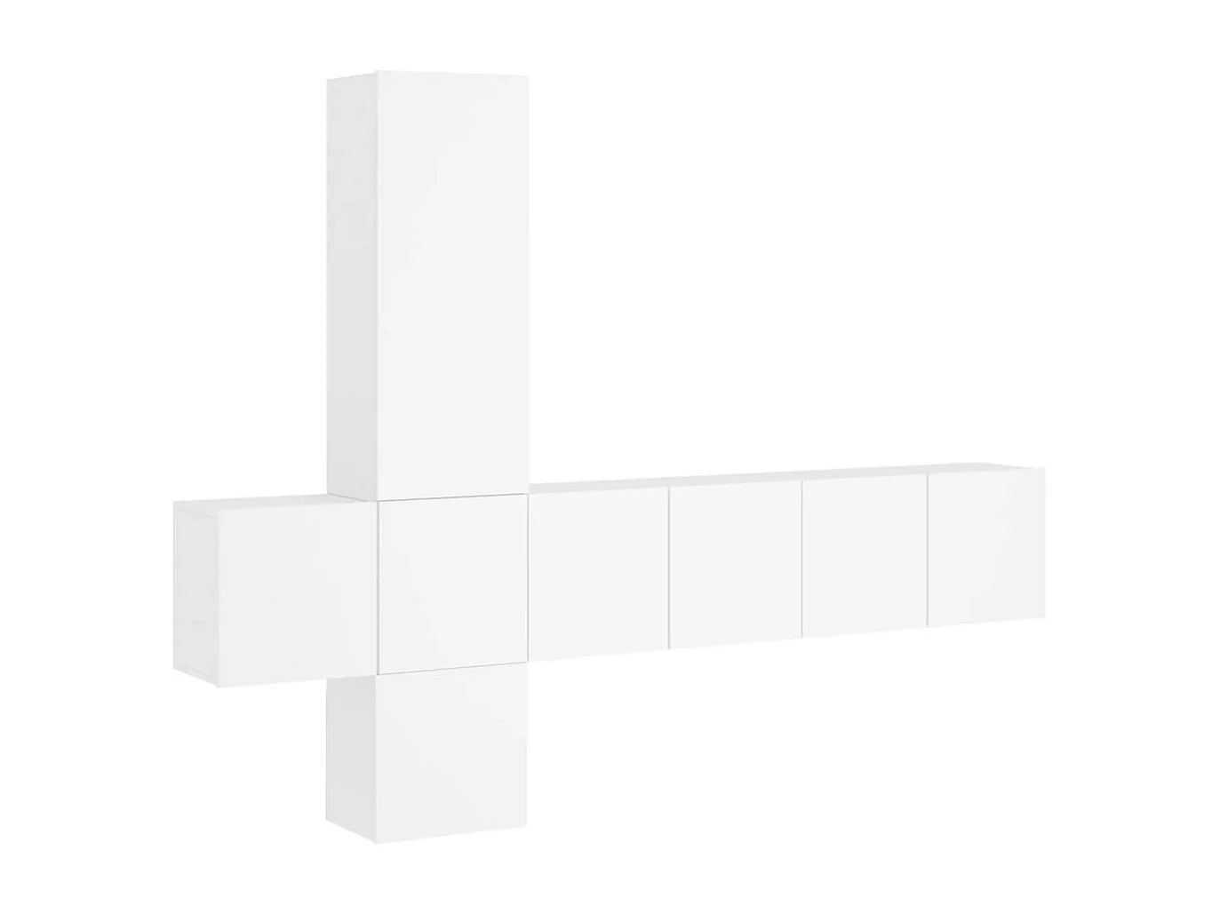 Unités murales TV 5 pcs blanc bois d'ingénierie