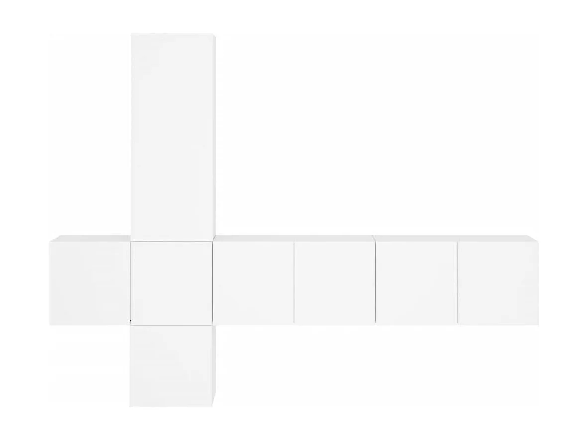 Unités murales TV 5 pcs blanc bois d'ingénierie