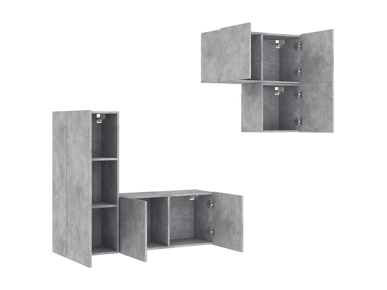 Unités murales TV 4 pcs gris béton bois d'ingénierie