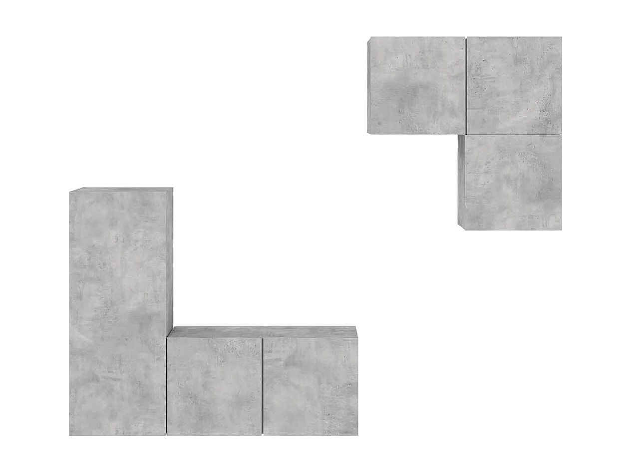 Unités murales TV 4 pcs gris béton bois d'ingénierie