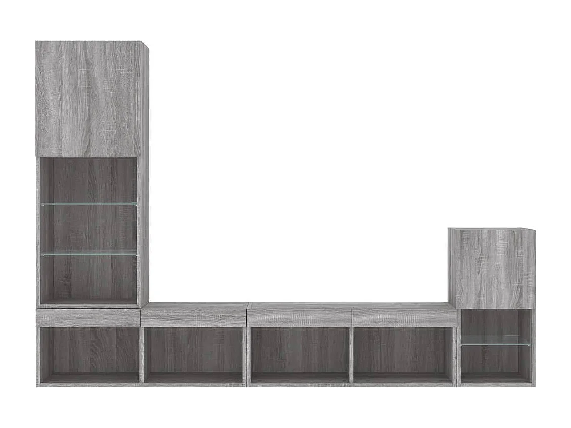 Unités murales TV avec LED 4 pcs gris sonoma bois d'ingénierie