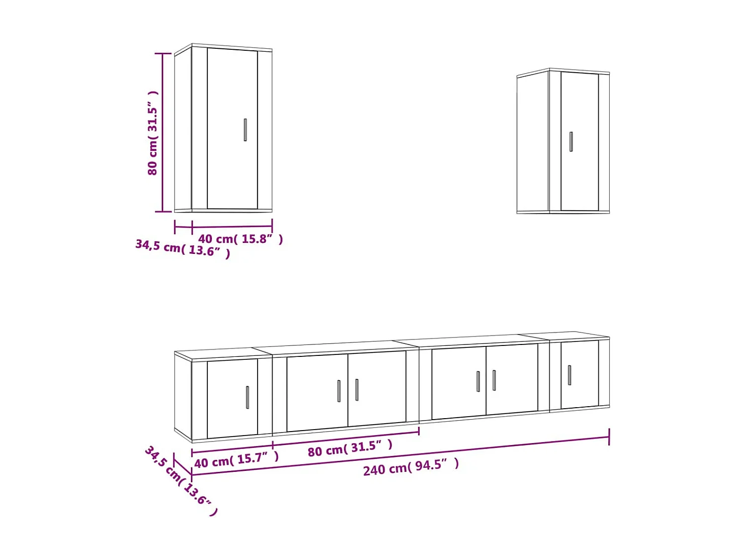 Ensemble de meubles TV 6 pcs Blanc Bois d'ingénierie