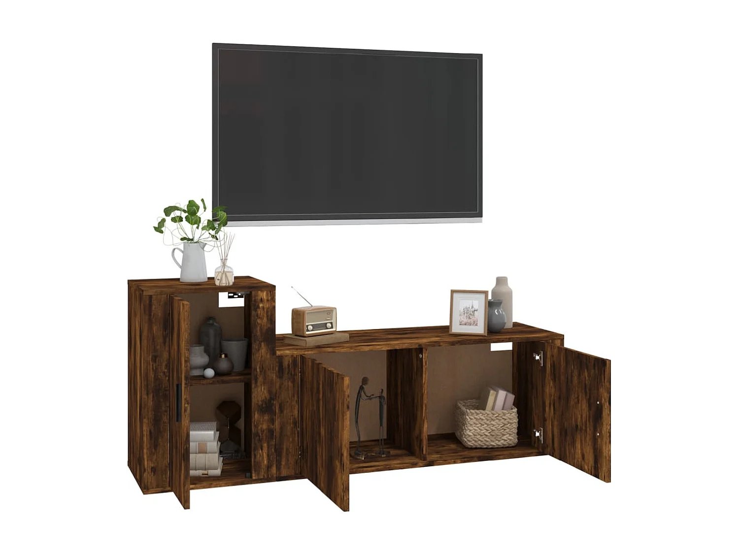 Ensemble de meubles TV 2 pcs Chêne fumé Bois d'ingénierie