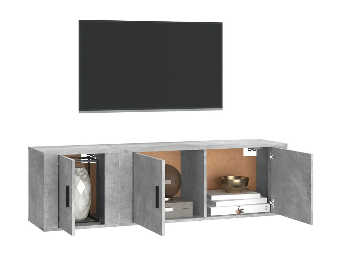 Ensemble de meubles TV 2 pcs gris béton bois d'ingénierie