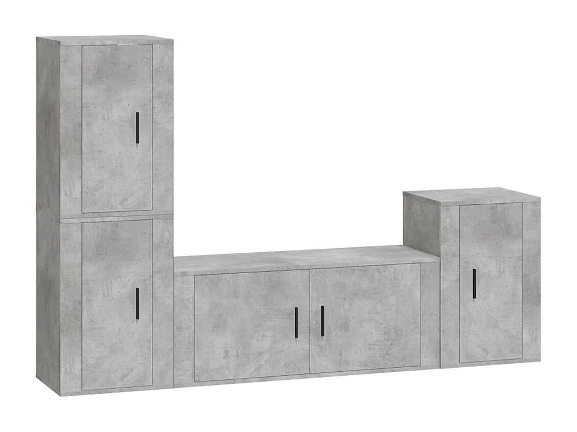 Ensemble de meubles TV 4 pcs Gris béton Bois d'ingénierie