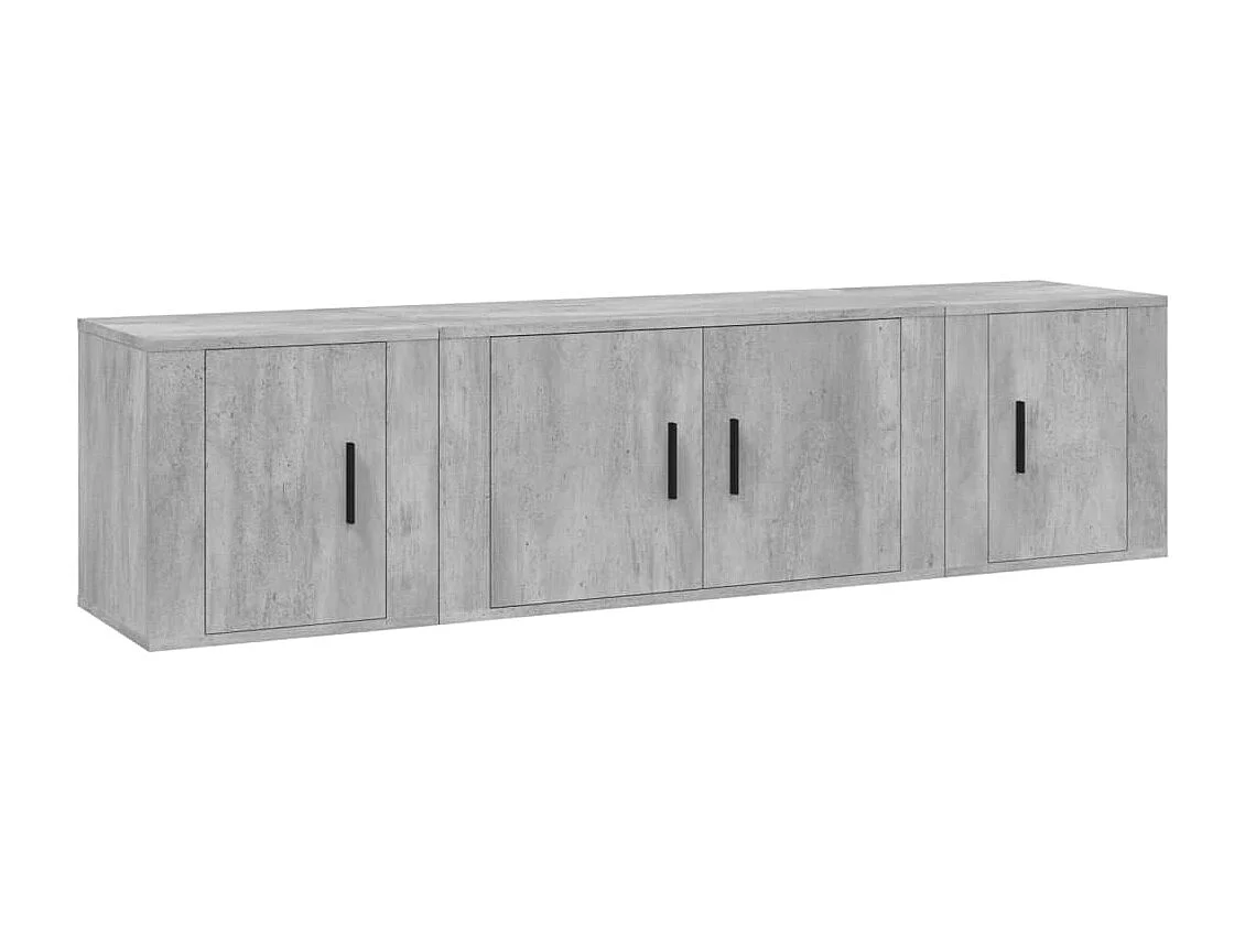 Ensemble de meubles TV 3 pcs Gris béton Bois d'ingénierie