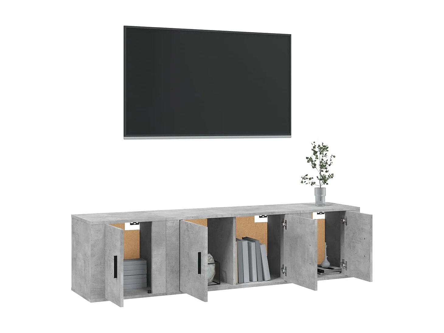 Ensemble de meubles TV 3 pcs Gris béton Bois d'ingénierie
