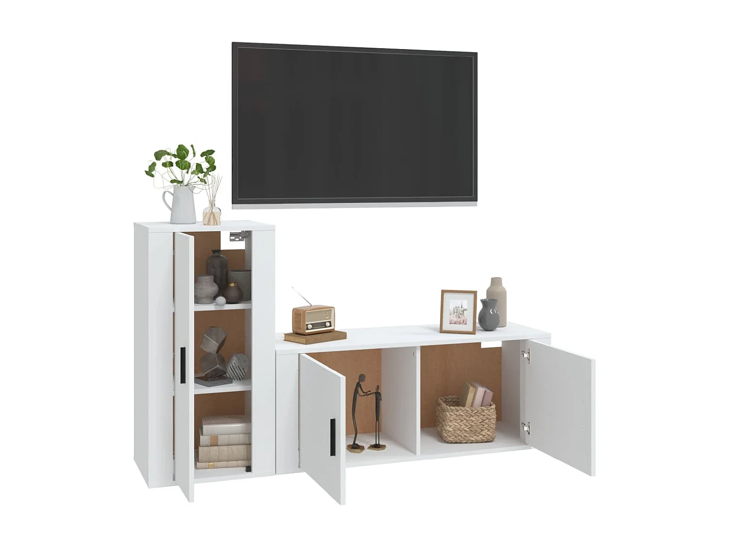 Ensemble de meubles TV 2 pcs Blanc Bois d'ingénierie