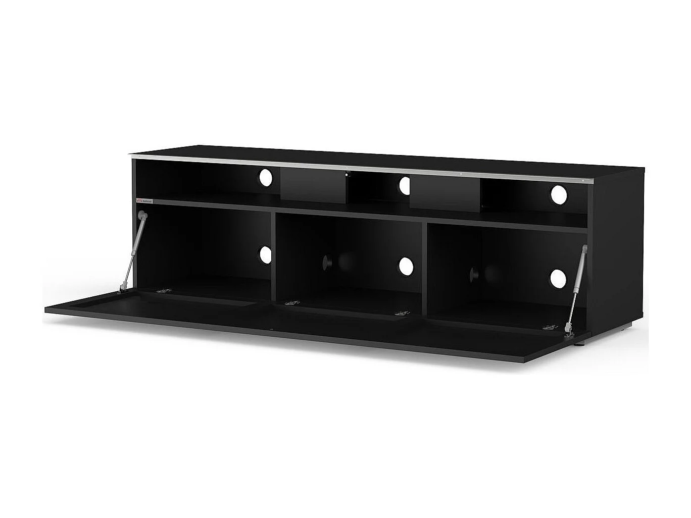 Meuble TV bois noir et tissu Axel 160cm