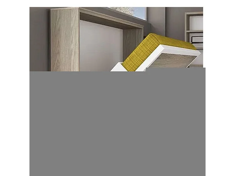 Horizontaal opklapbed 90x200 met bureau en 4-deurs kledingkast Spako High-end-Wit-Zonder matras-Diepte 53.5cm