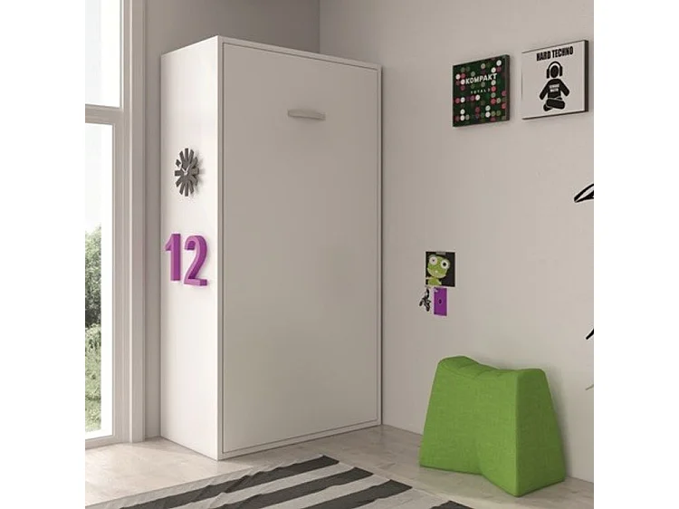 Lit superposé escamotable 2 couchages 90x190 Verkali-Façade Gris ciment