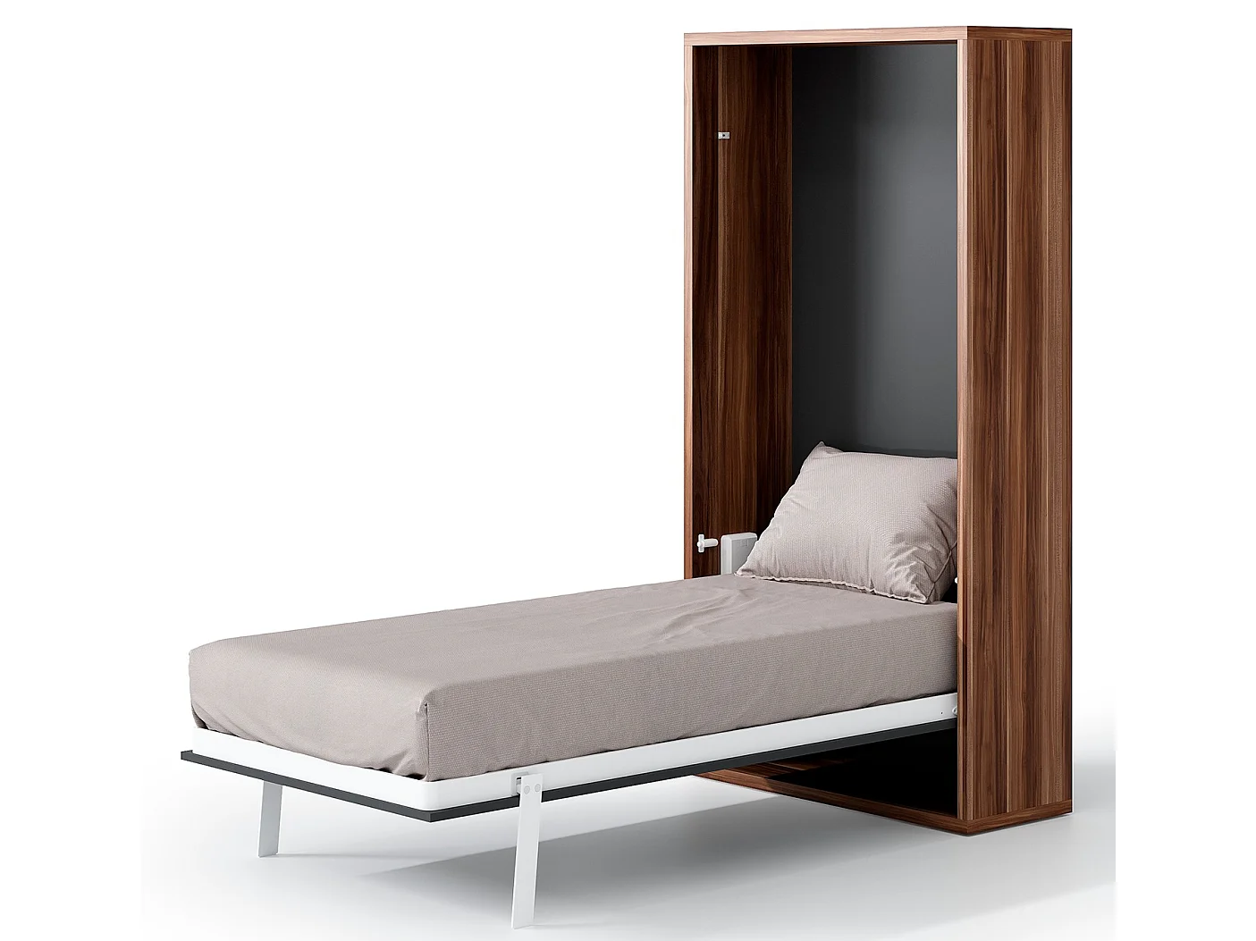 Kibou Cama abatible vertical de alta gama 160x200-Encofrado Roble claro-Frente Gris antracita