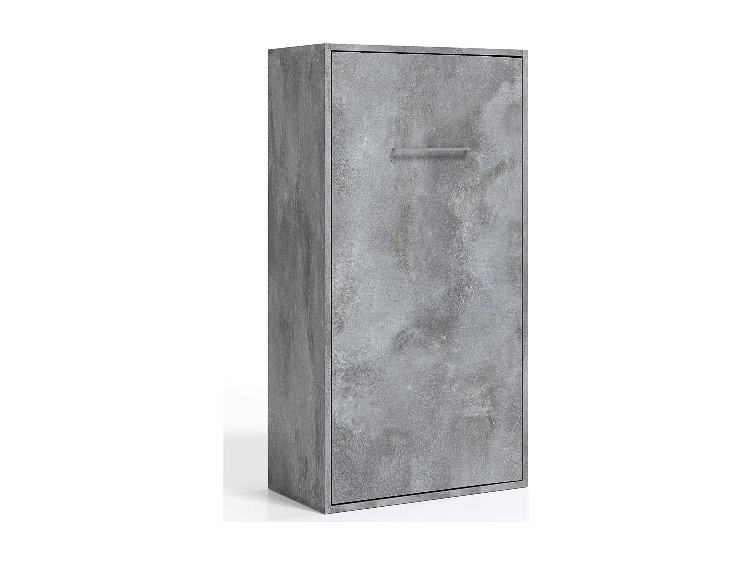 Lit escamotable superposé vertical 2 couchages 80x190 Liker-2 matelas-Cadre Gris ciment-Façade Gris ciment