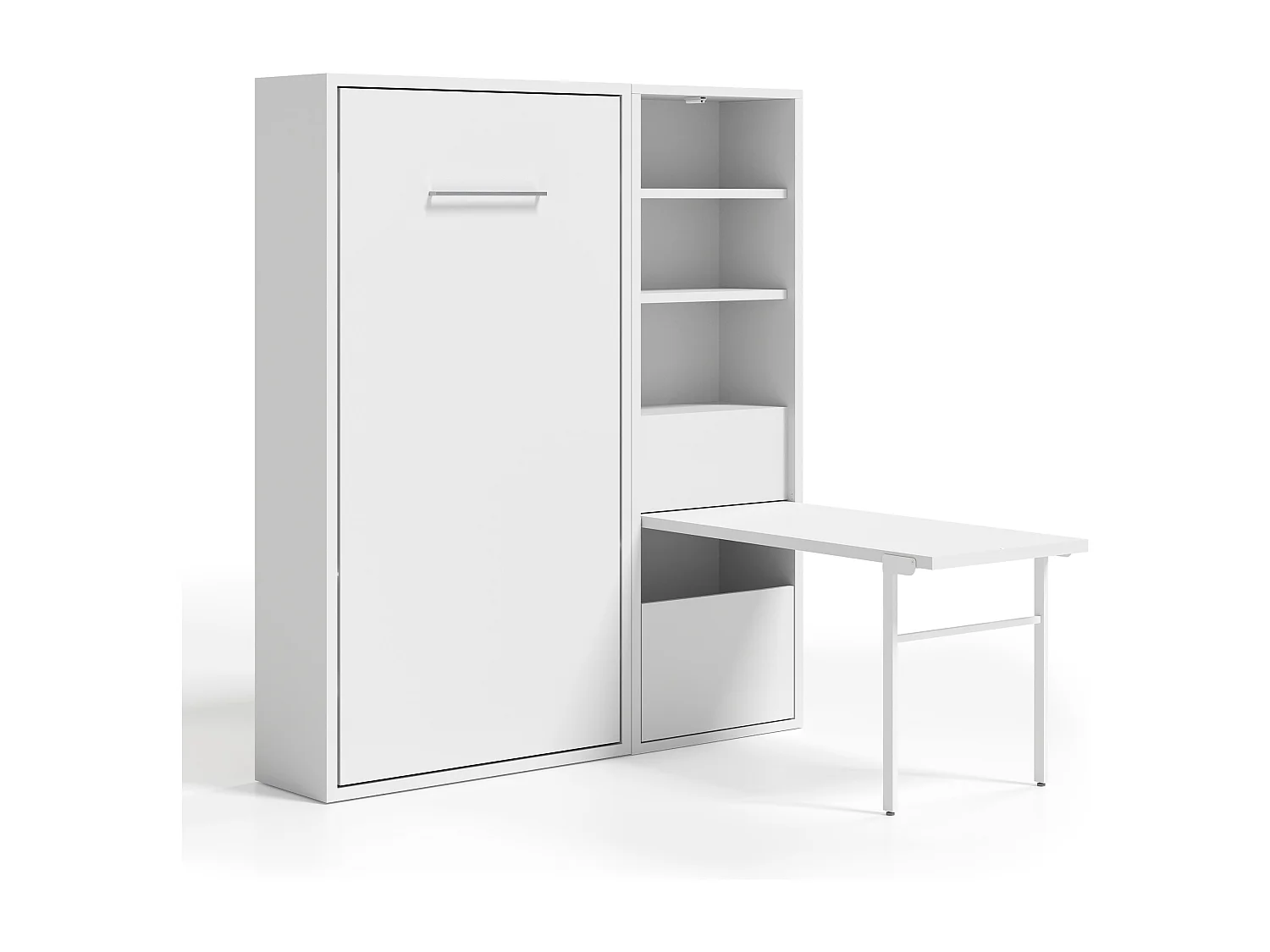 Cama abatible vertical 160x200 cm con armario y escritorio Kampo-Encofrado Cámbrico-Frente Cámbrico