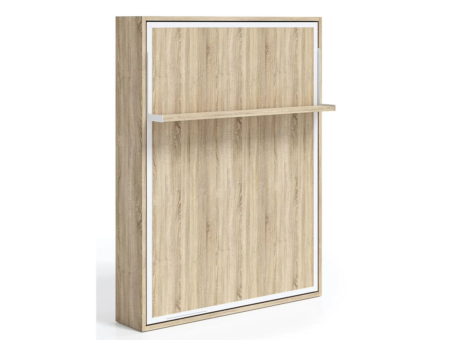 Lit escamotable vertical 140x190 avec étagère Habitat-Cadre Gris ciment-Façade Gris ciment