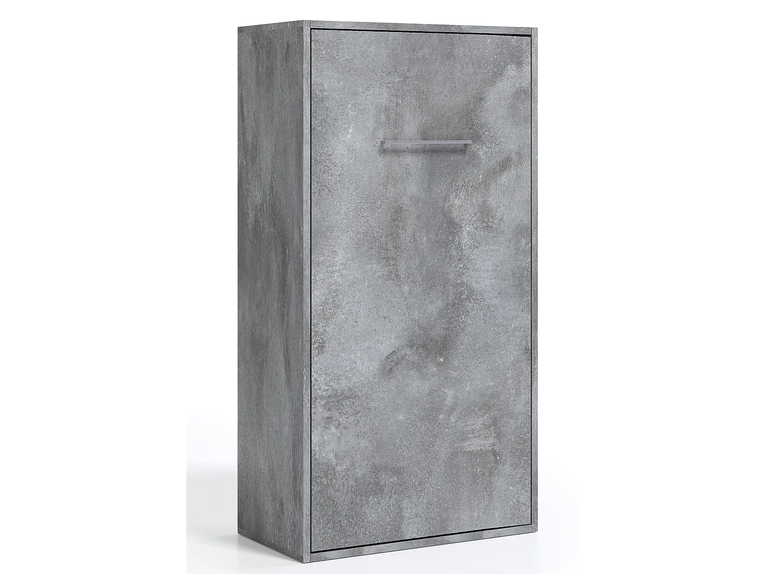 Lit escamotable superposé vertical 2 couchages 90x190 Liker-2 matelas-Cadre Gris ciment-Façade Gris ciment