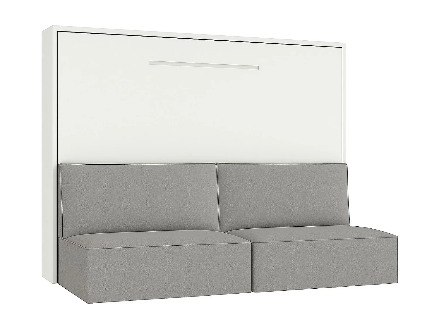 Lit escamotable horizontal avec banquette & coffres LOGIA-140x190-Canapé Gris clair-Structure Blanche