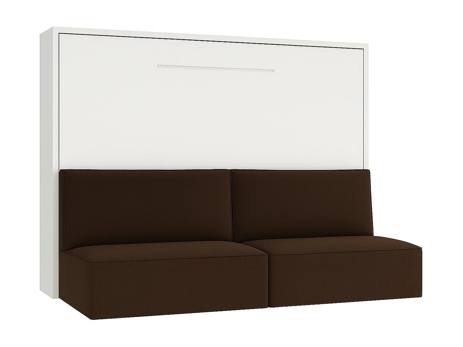 Lit escamotable horizontal avec banquette & coffres LOGIA-160x200-Canapé Marron-Structure Blanche
