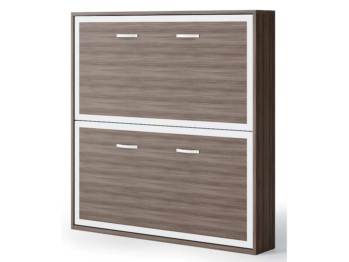Lit escamotable horizontal superposé 90x190 Labela-Cadre Blanc-Façade Blanche