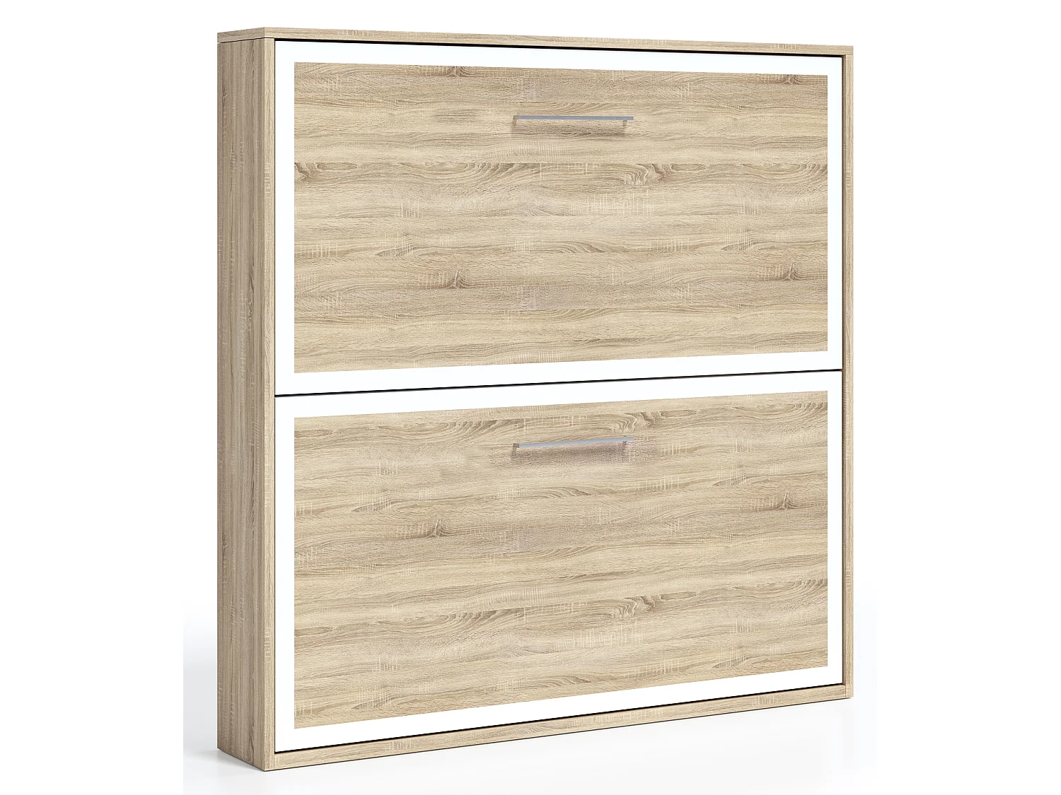 Lit escamotable horizontal superposé 90x190 Labela-Cadre Blanc-Façade Blanche