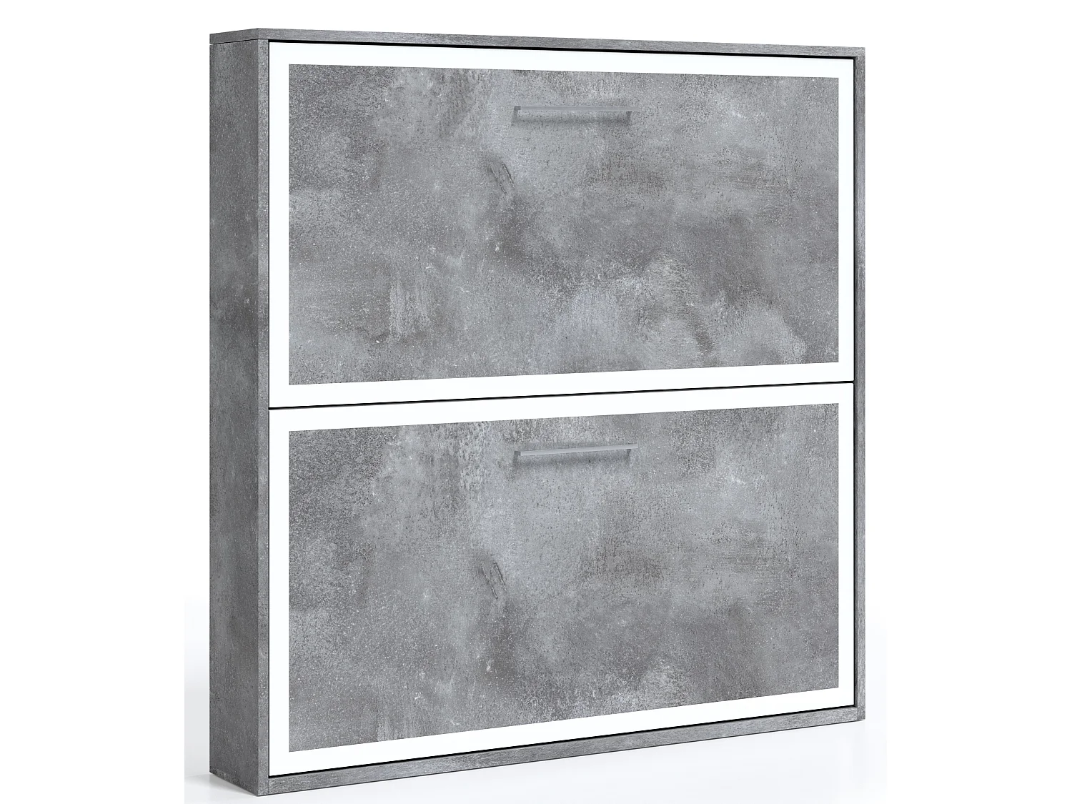 Lit escamotable horizontal superposé 90x190 Labela-Cadre Blanc-Façade Blanche