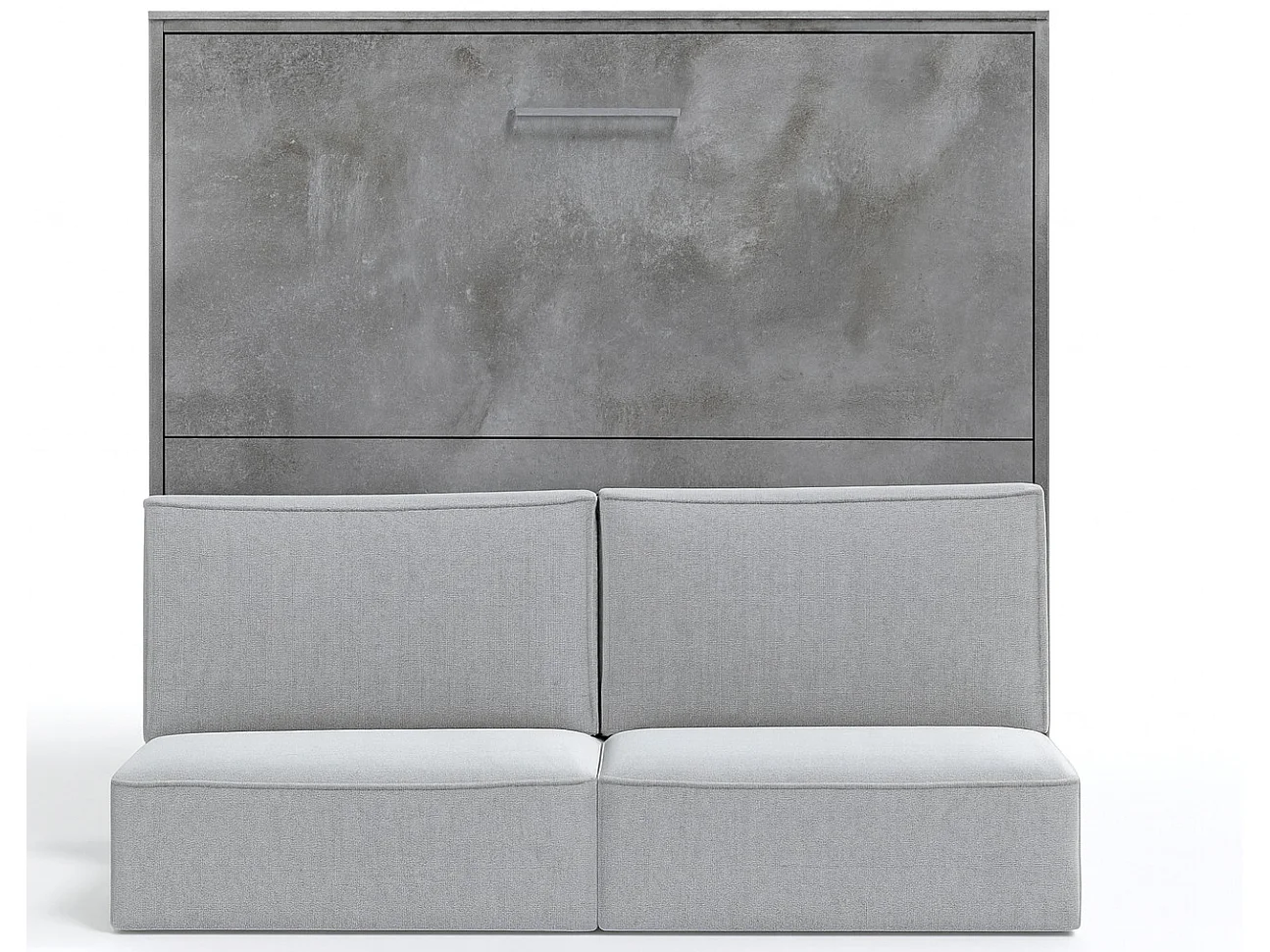 Lit escamotable horizontal 140x190 Prolok-Avec matelas-Canapé Noir-Avec étagère-Structure Blanche