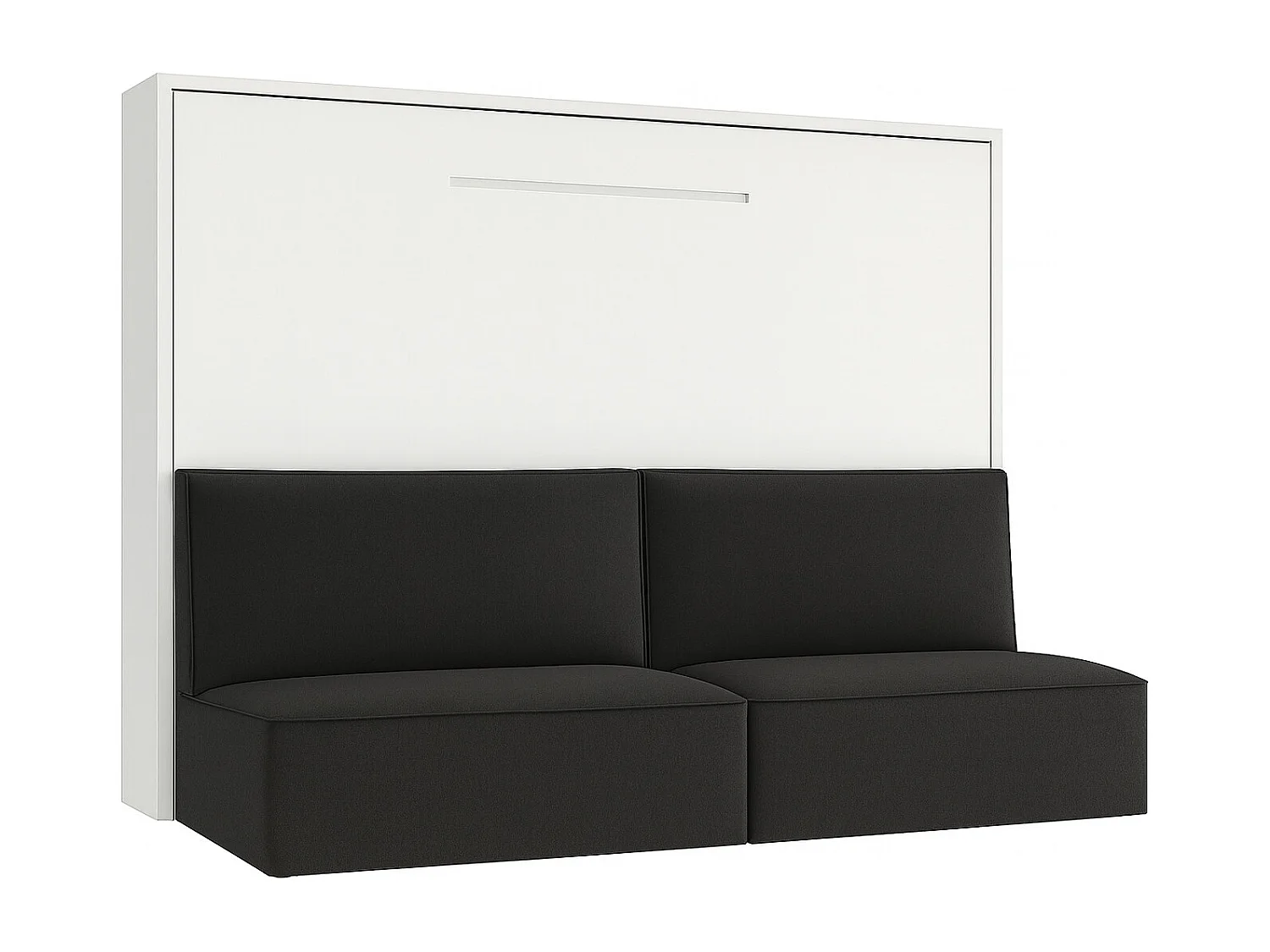 Lit escamotable horizontal LOGIA-160x200-Canapé Gris foncé-Structure Blanche-Version lit+canapé