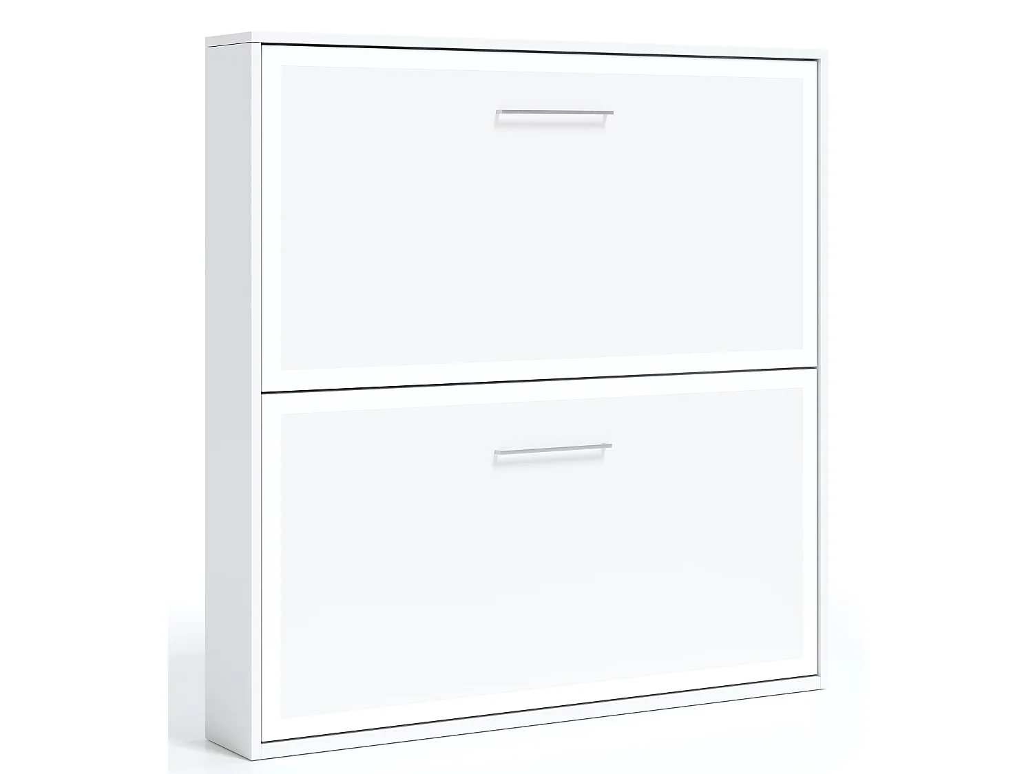 Lit escamotable horizontal superposé 90x190 Labela-2 matelas-Cadre Blanc-Façade Blanche