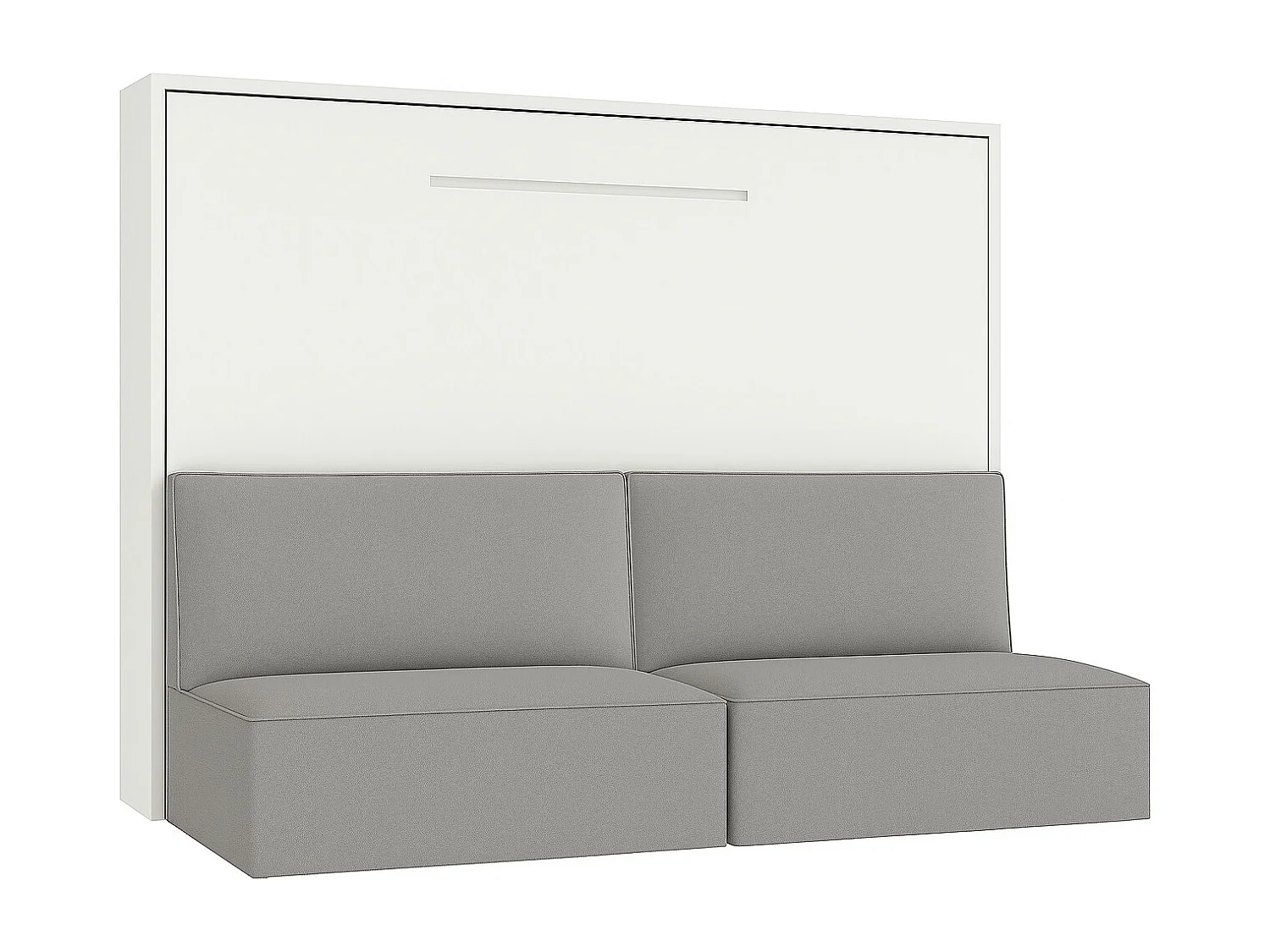 Lit escamotable horizontal LOGIA-140x200-Canapé Gris clair-Structure Blanche-Version lit+canapé