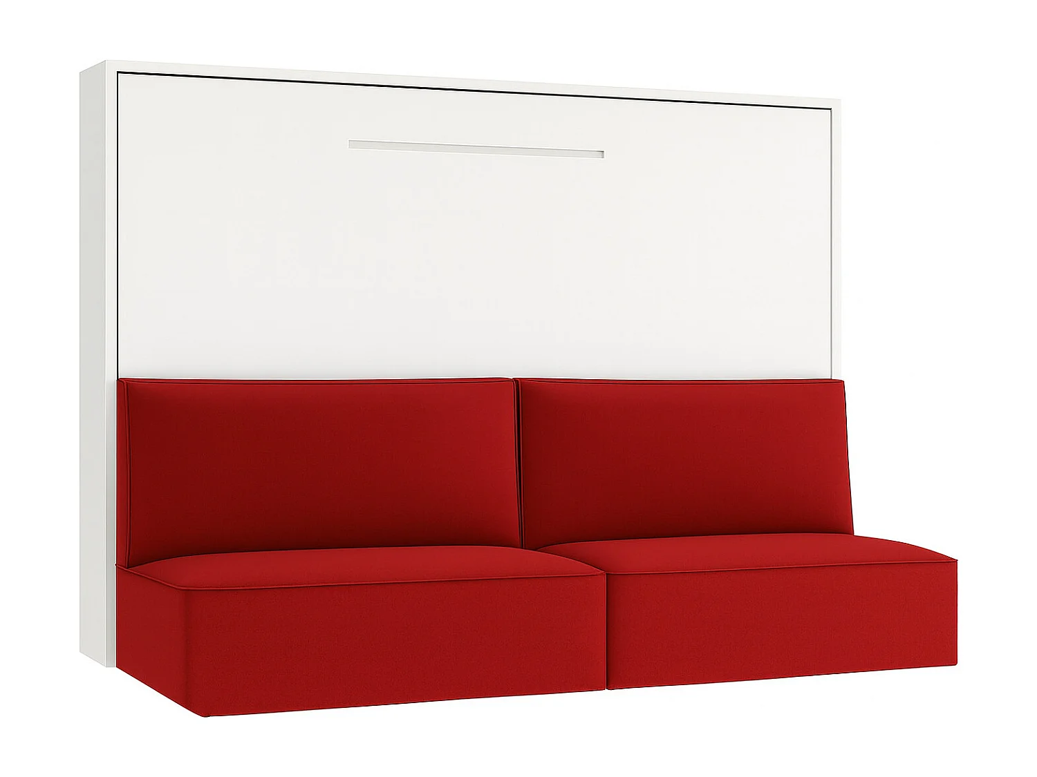 Cama abatible horizontal 140x200 cm roble gris vintage Valok-120x200 cm-Sofá Rojo-Estructura y fachada Blanche