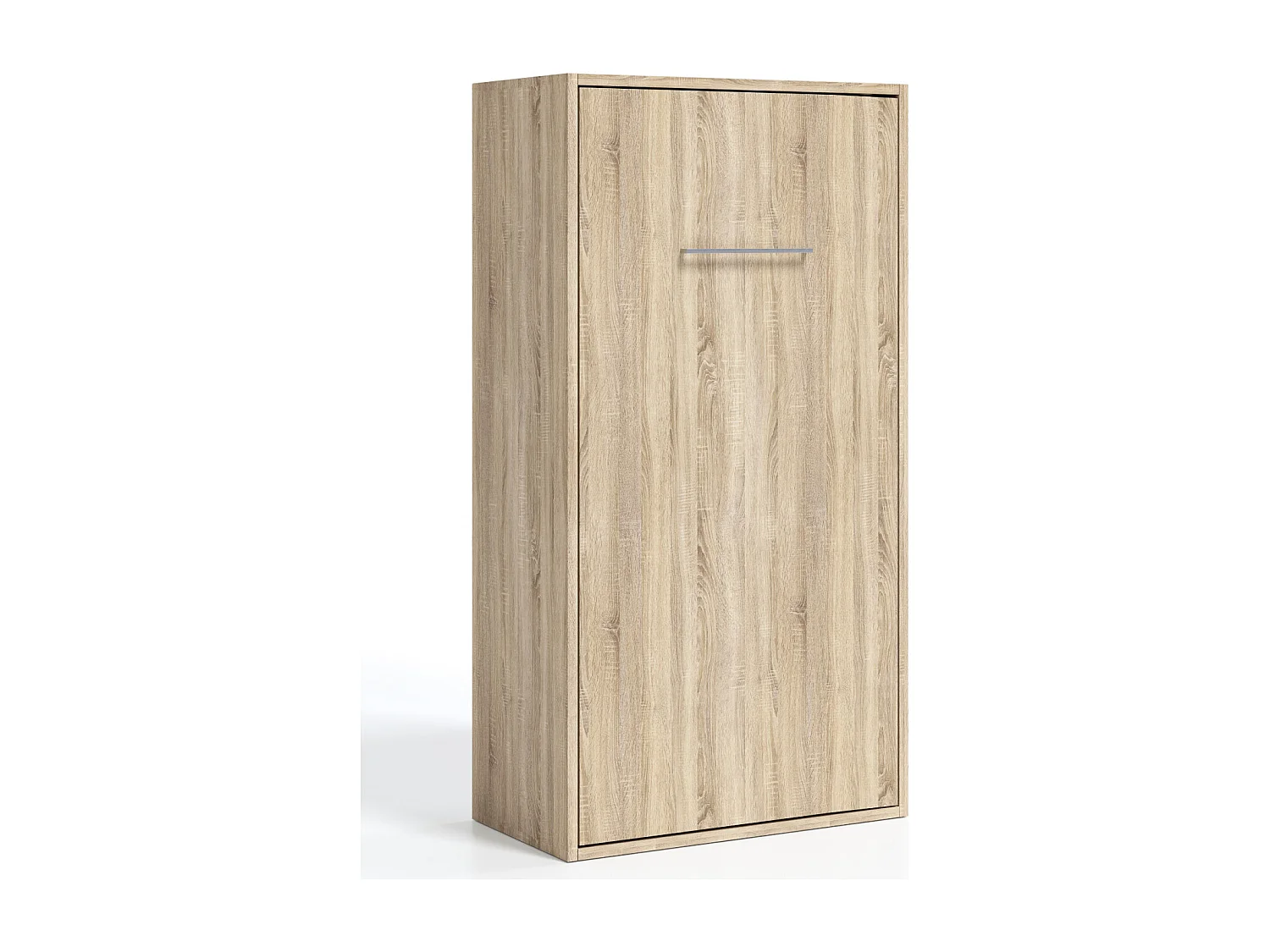 Lit escamotable superposé vertical 2 couchages 80x190 Liker-2 matelas-Cadre Chêne clair-Façade Chêne clair