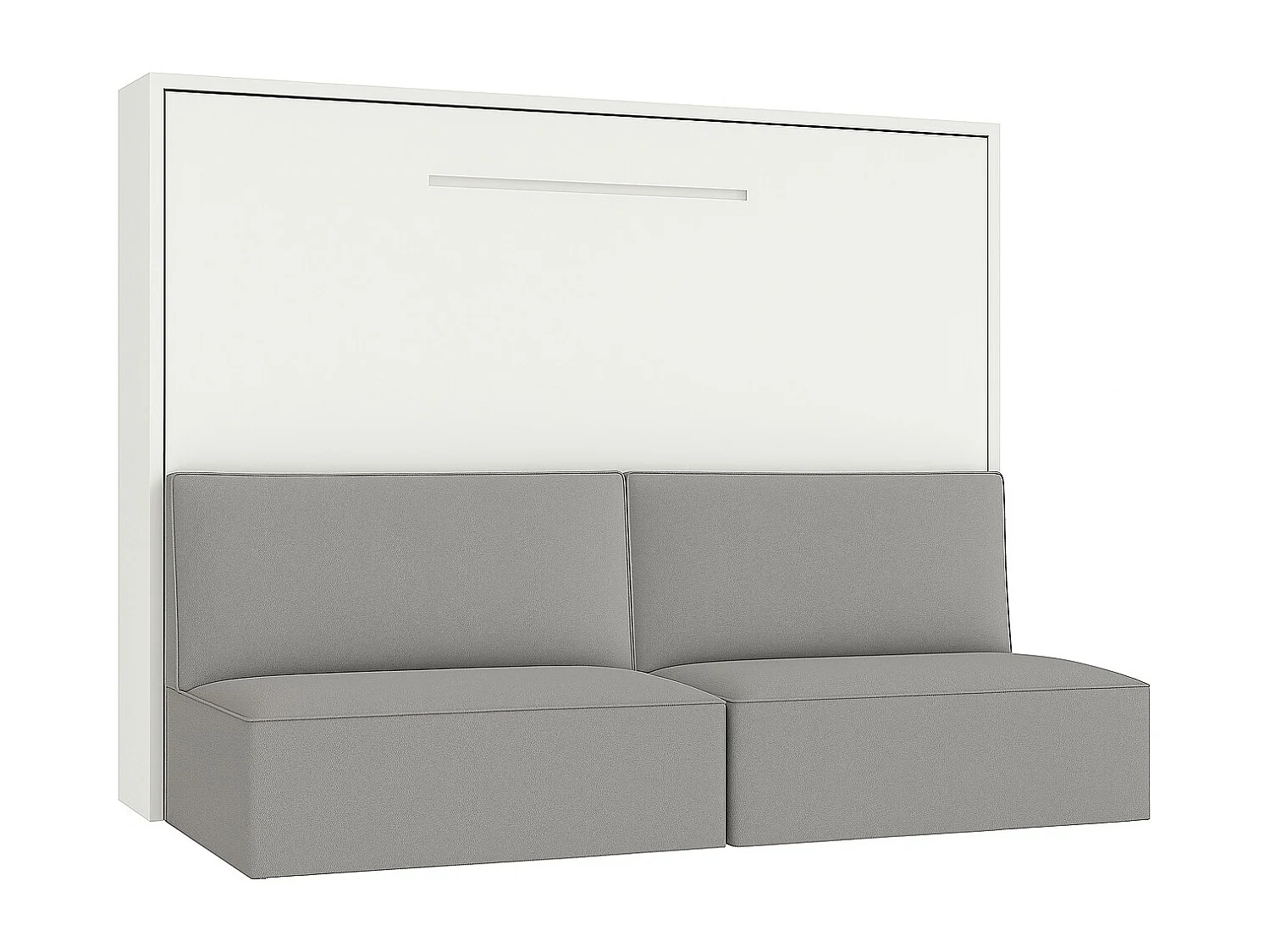 Lit escamotable horizontal avec banquette & coffres LOGIA-120x200-Canapé Gris clair-Structure Blanche