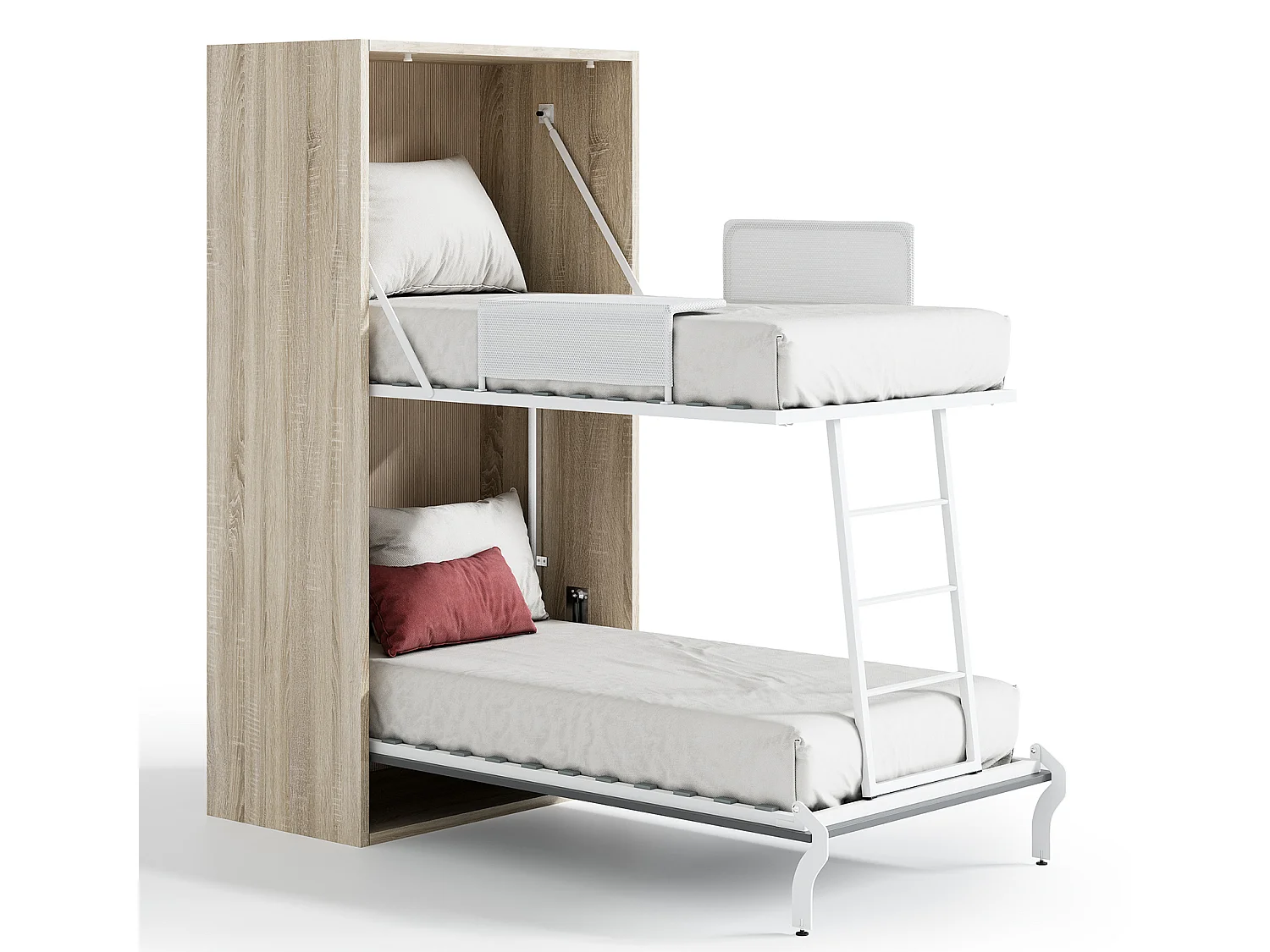 Lit escamotable superposé vertical 2 couchages 90x190 Liker-2 matelas-Cadre Cambrian-Façade Anthracite