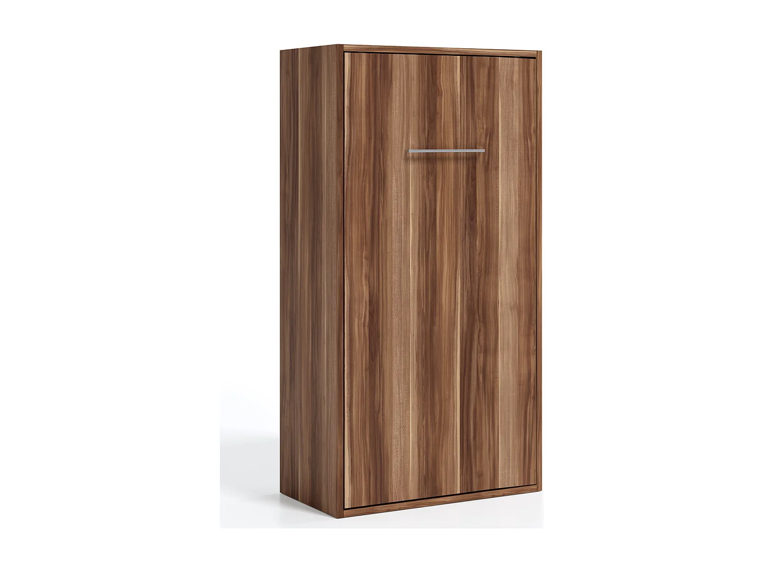 Lit escamotable superposé vertical 2 couchages 80x190 Liker-Cadre Noyer-Façade Noyer
