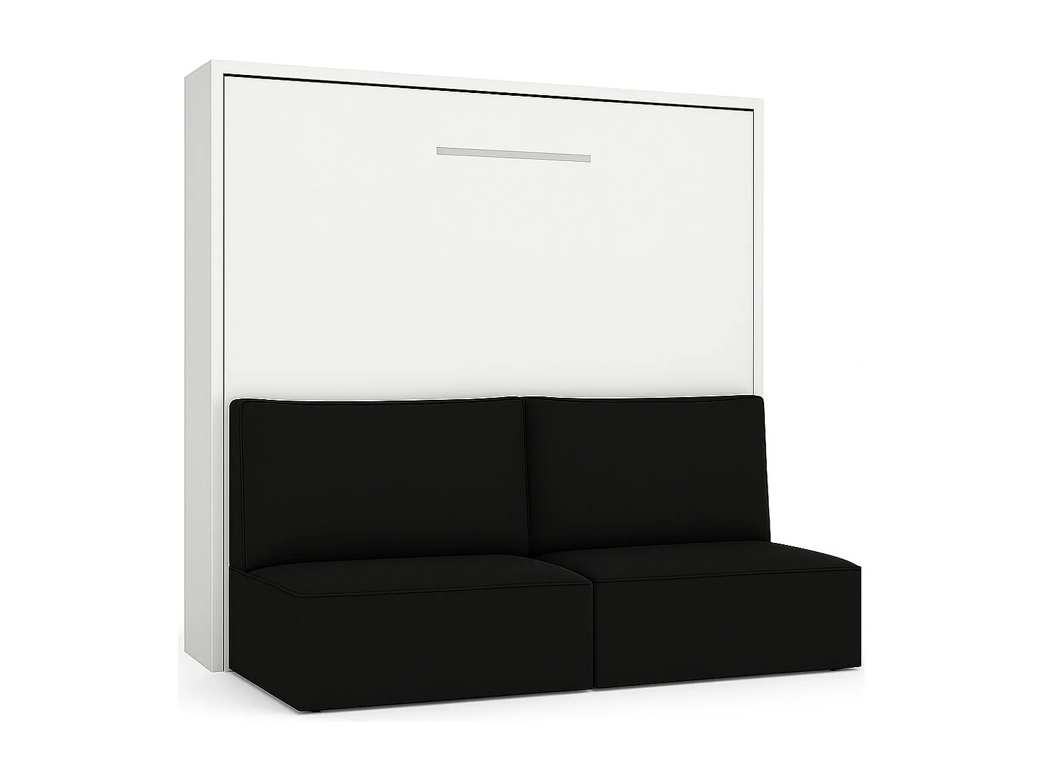 Lit escamotable horizontal LOGIA-140x190-Canapé Noir-Structure Blanche-Version lit+canapé