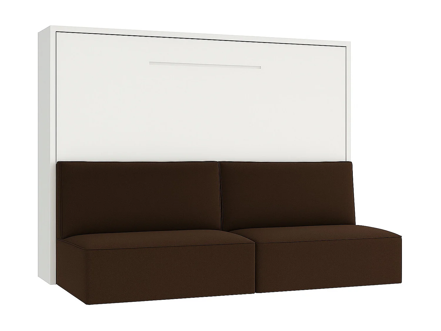 Horizontaal opklapbed met bank LOGIA-120x200cm-Bank Donker bruin-Structuur en gevel Wit-Versie bed+bank