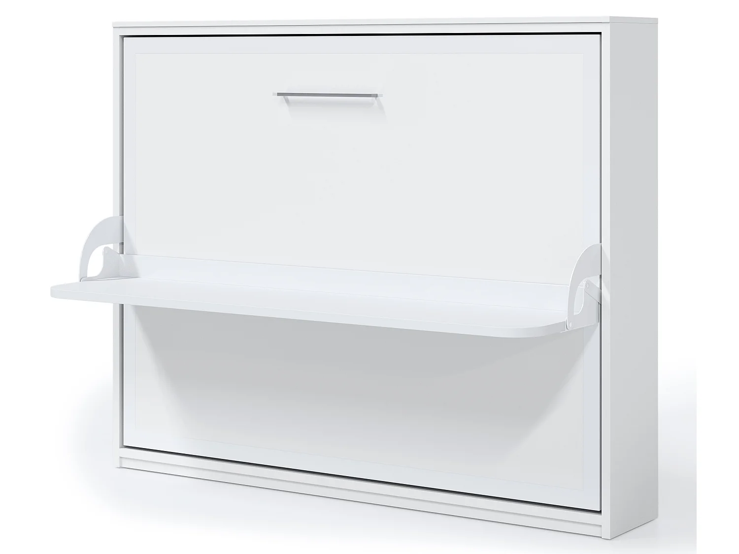 Lit escamotable horizontal 140x190 avec bureau Bona-Avec matelas-Cadre Cambrian-Façade Cambrian