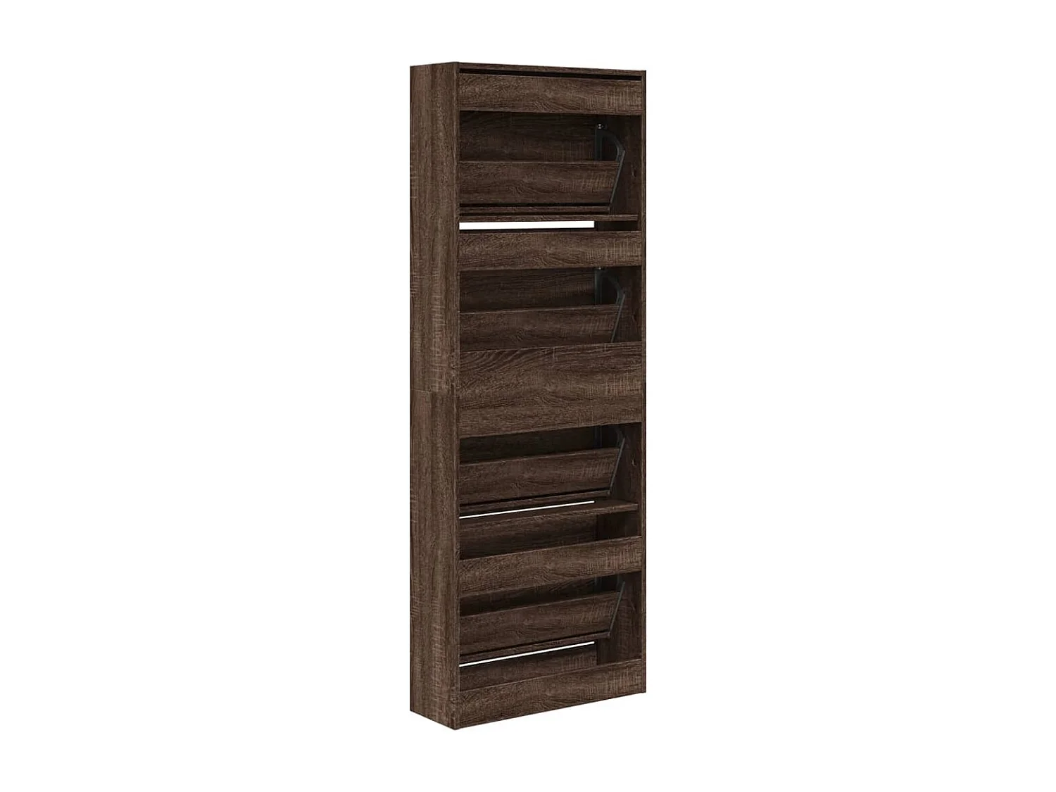 Armoire à chaussures en bois Livio L 60 x H 163cm – 4 porte rabattable-Noyer