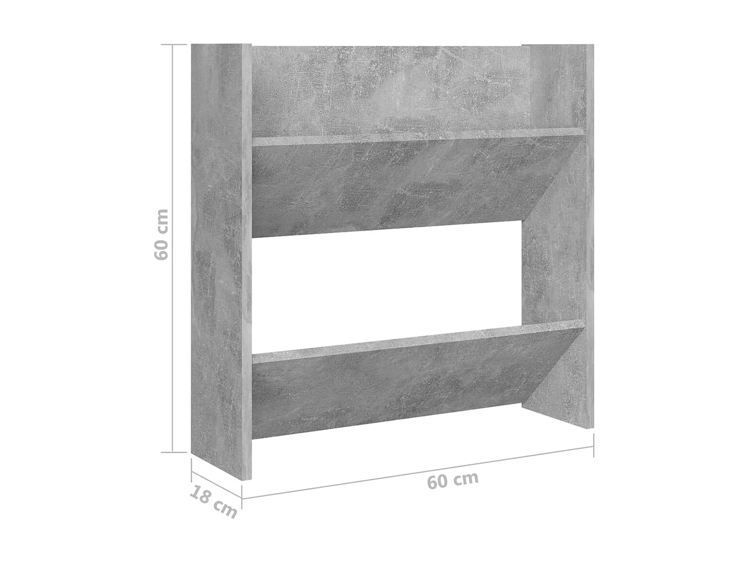 Armoire à chaussures murale Gris béton 60x18x60