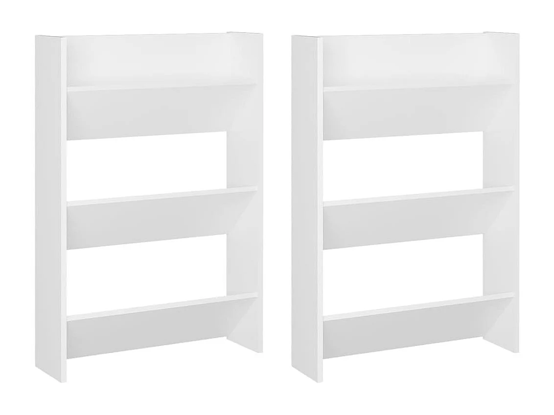 Armoire à chaussures murale 2 pc Blanc 60x18x90