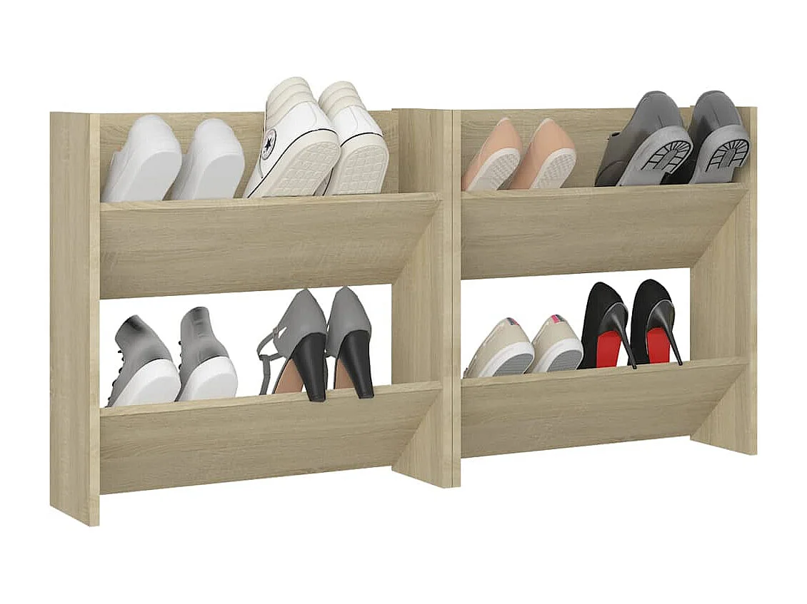 Armoire à chaussures murale 2 pc Chêne Sonoma 60x18x60