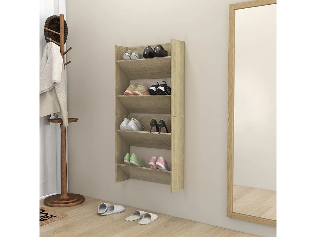 Armoire à chaussures murale 2 pc Chêne Sonoma 60x18x60