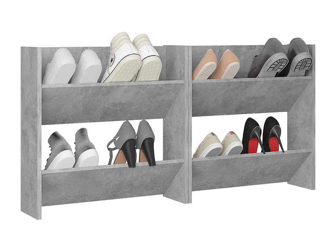 Armoire à chaussures murale 2 pc Gris béton 60x18x60